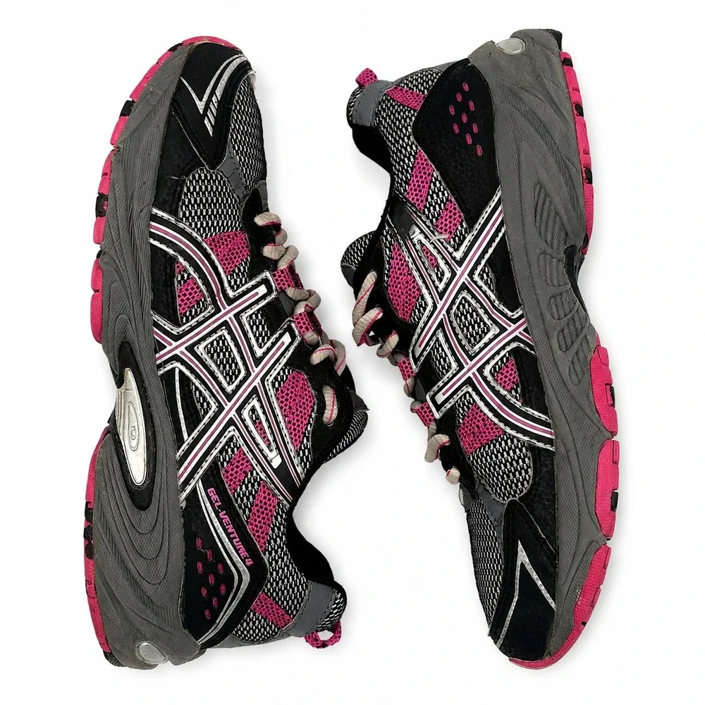 Asics Gel-Venture 4 Women's 8 Trail Running Shoes Black Pink Athletic Sneakers